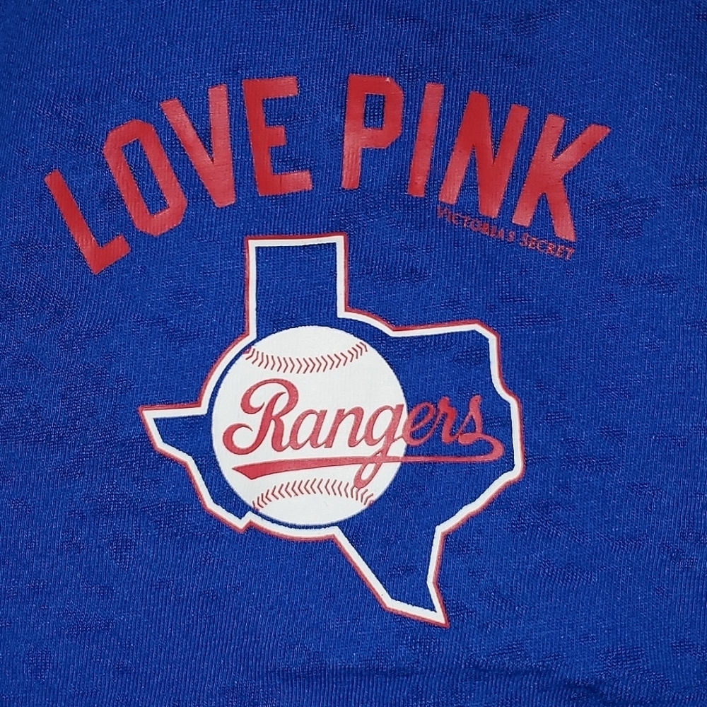 PINK Victoria's Secret XS Texas Rangers Cropped Blue Tank Top - Picture 2 of 9
